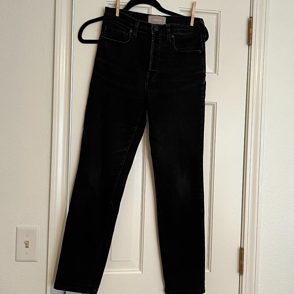 Everlane faded black cigarette jeans with button fly. Size 28